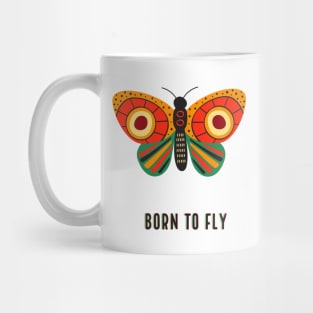 Whimsical Butterfly Adventure: Born to Fly Tribal Design for Toddlers and Travelers Mug